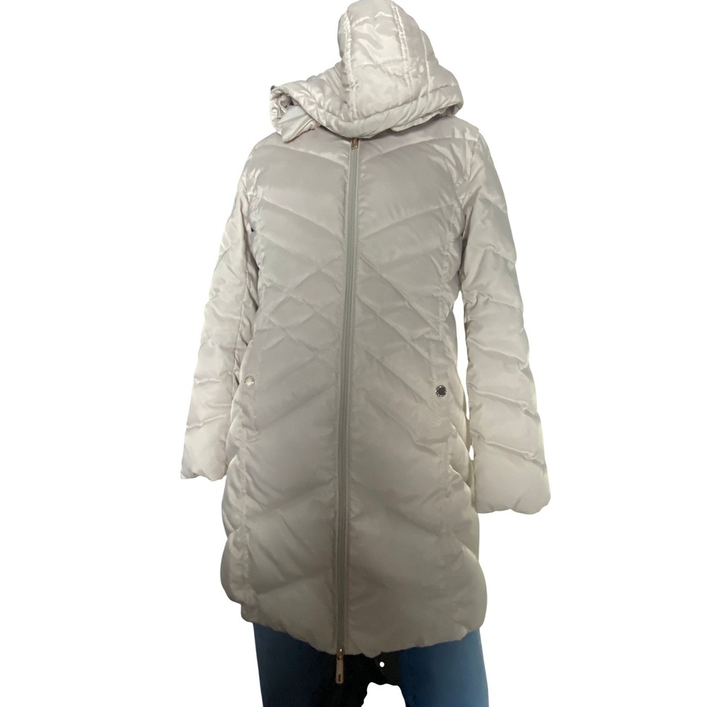 Kenneth Cole Reaction Beige Hooded Puffer Jacket Womens Medium